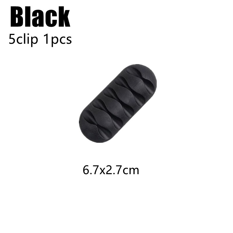 Cable Management Cord Organizer Kit Self Adhesive Cable Clips Cord Desk Wire Ties Fixer for TV PC Computer Headphone Line Holder: 1pcs Black (5 clip)