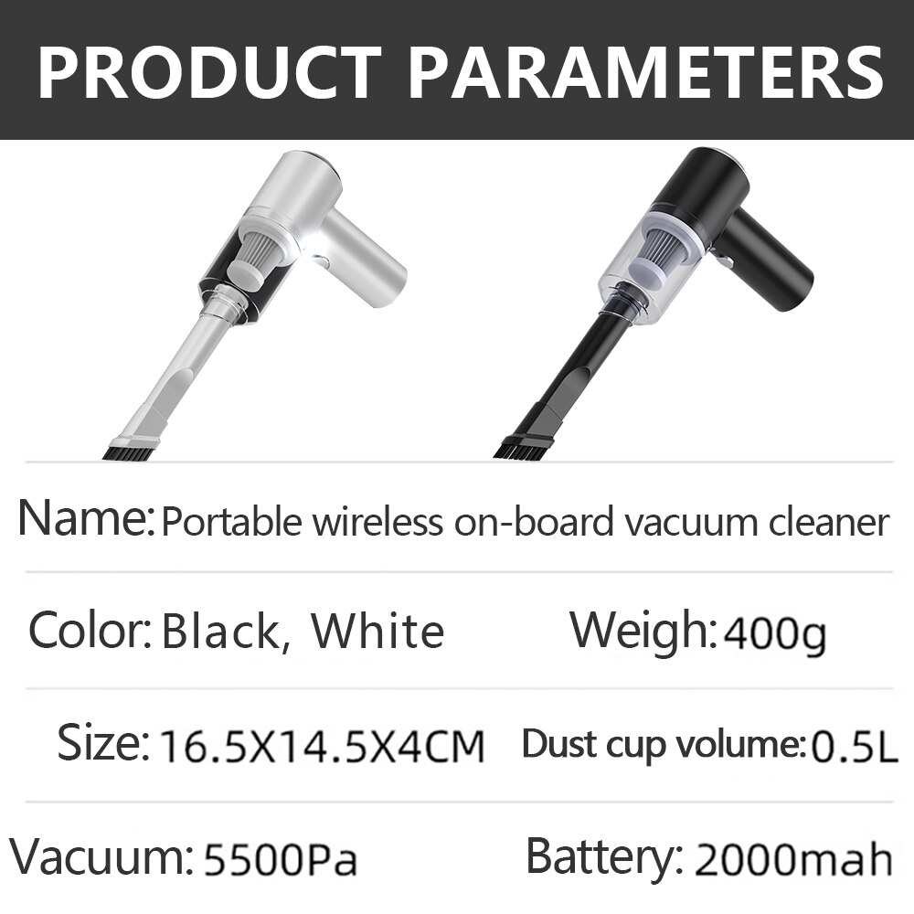 5500Pa Krachtige Draadloze Auto Stofzuiger Draagbare Handheld 120W Nat/Droog Gebruik Oplaadbare Thuis Wasbaar Auto Vacuüm cleaner