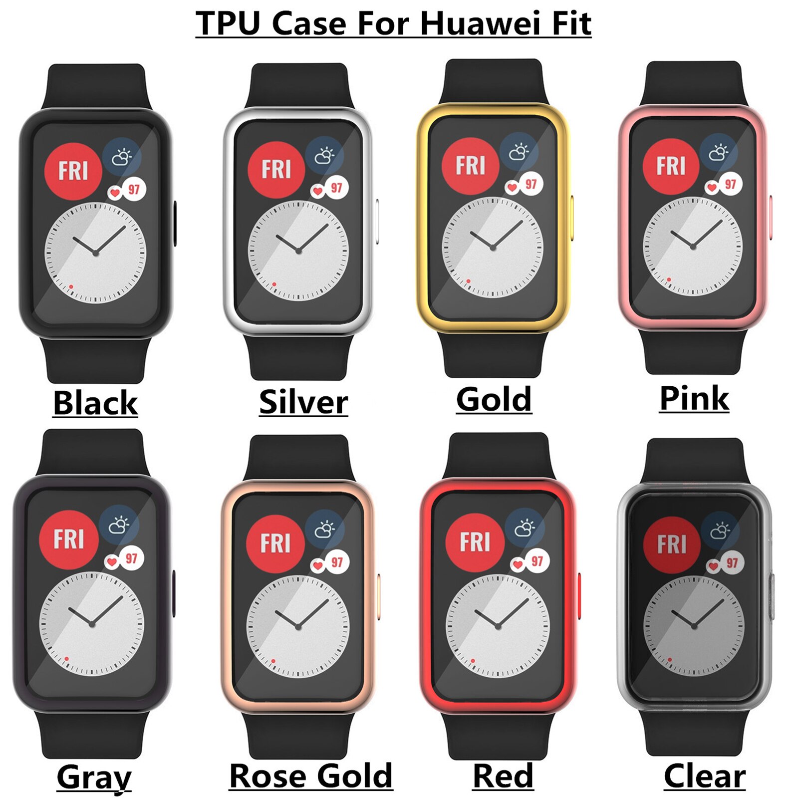 Anti-Kras Full Rand Smart Armband Beschermhoes Cover Voor Huawei Horloge Fit Horloge Accessoire Horloge Beschermhoes Tpu