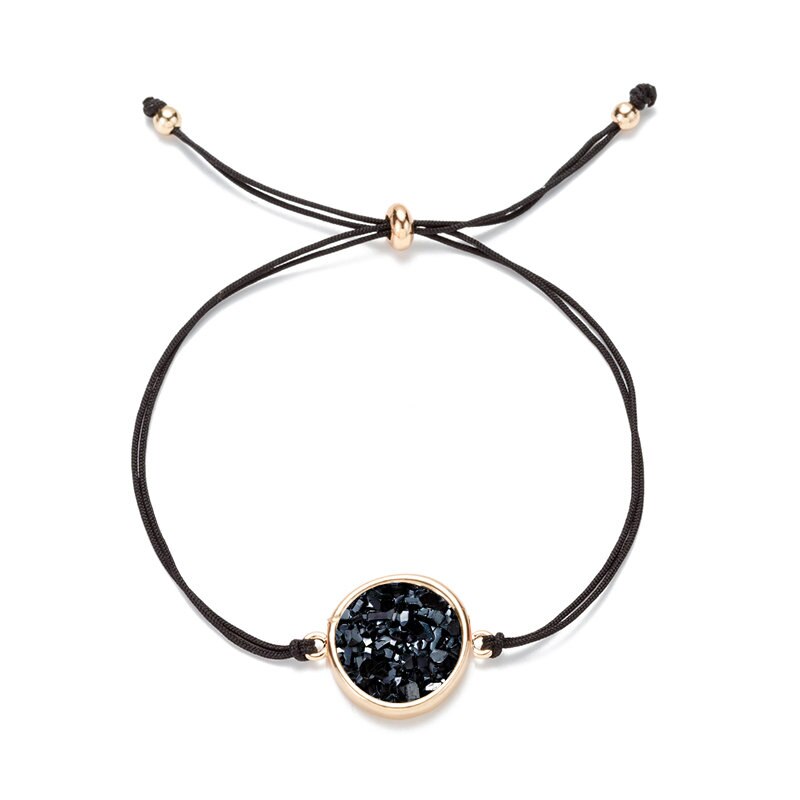 Ronde Druzy Drusy Armband Faux Hars Druse Stone Verstelbare Touw Koord Armband Sieraden voor Vrouwen/Vriendin