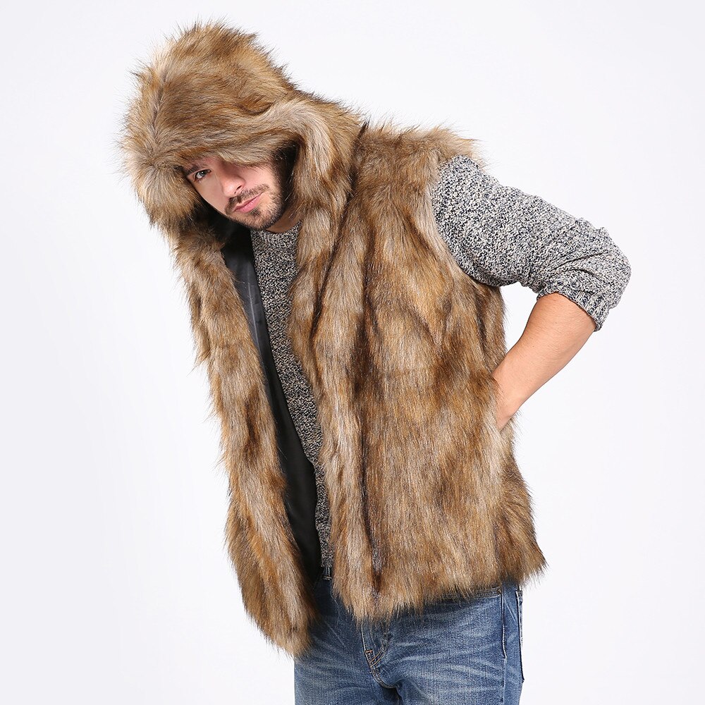 Men Faux Fur Vest Male Jacket Warm Winter Sleeveless Coat Luxury Faux Fur Waistcoat Gilet Overcoat Chaquetas Hombre #10