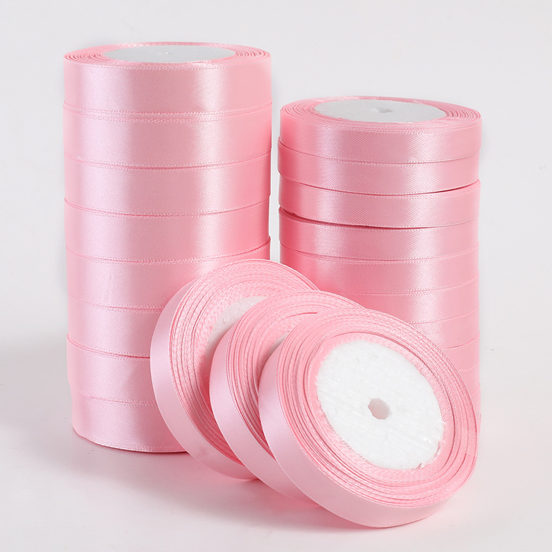 22 metros/rollo de cintas de satén de seda rosa de 6/10/15/20/25/40/50mm para manualidades DIY lazo hecho a mano envoltura de boda decorativa
