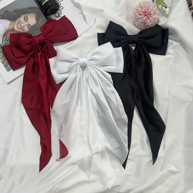 Conjunto de 3 uds de lazos de cinta de satén de Color sólido, horquilla, Clips de primavera, accesorios para el cabello para mujeres y niñas, sombreros coreanos de: Verde