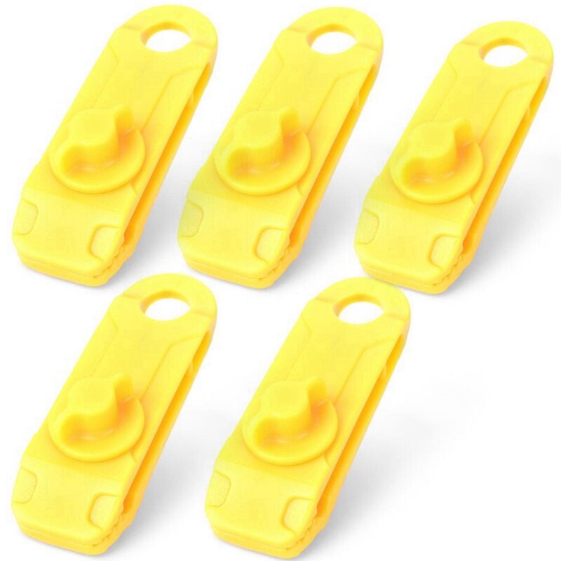 5 stück planenclips, markisen- und zeltclips, zurrschnallen, nylon-outdoor-campingmarkisenhaken, windfestes seil, widerhakenclip, zeltzubehör: Gelb
