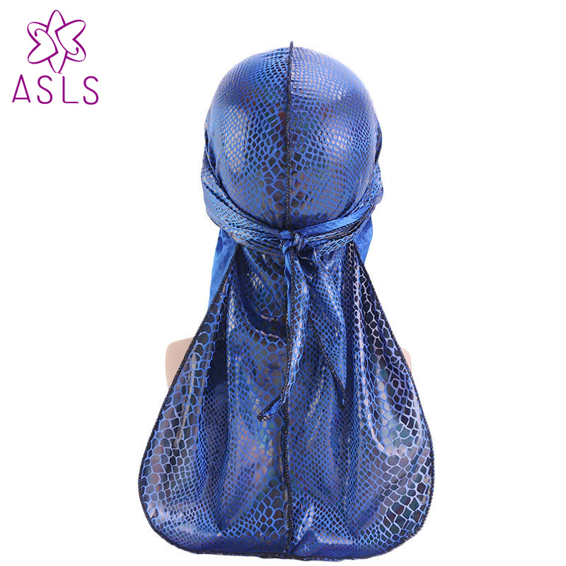 turbante Durag sedoso con estampado de cocodrilo Unisex pelucas Durags Doo Bandanas de abrigo para la cabeza Biker pirata sombrero accesorios para el cabello