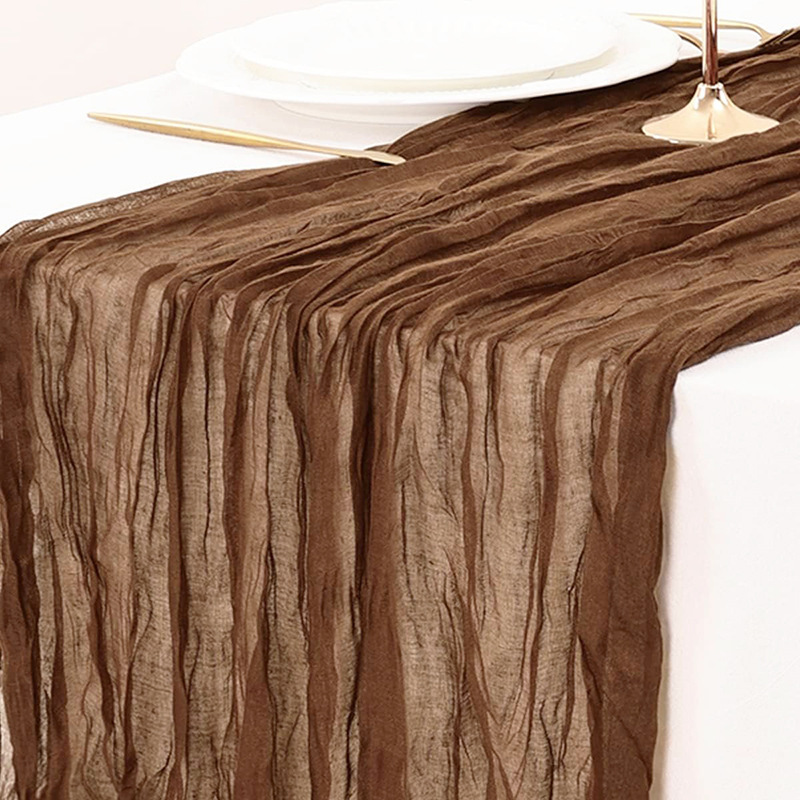 2 Stück pro Los Tischläufer im böhmischen Stil, , faltiges Bali-Garn, zerknitterte Tischfahne, Innenraum, Party, Hochzeit, Dekoration: Brown