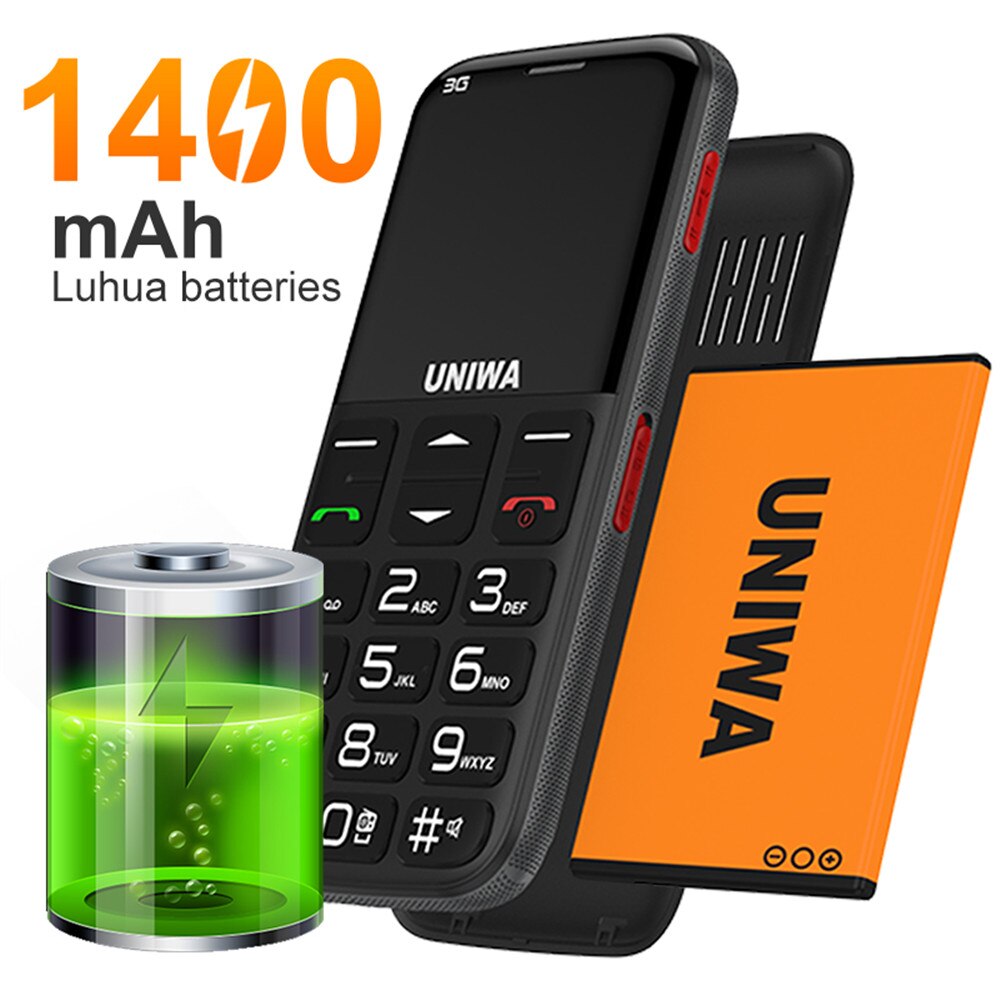 UNIWA V808G telefon komórkowy rosyjska klawiatura 3G WCDMA telefon mocna latarka starszy telefon starszy duży SOS przycisk telefon stary człowiek