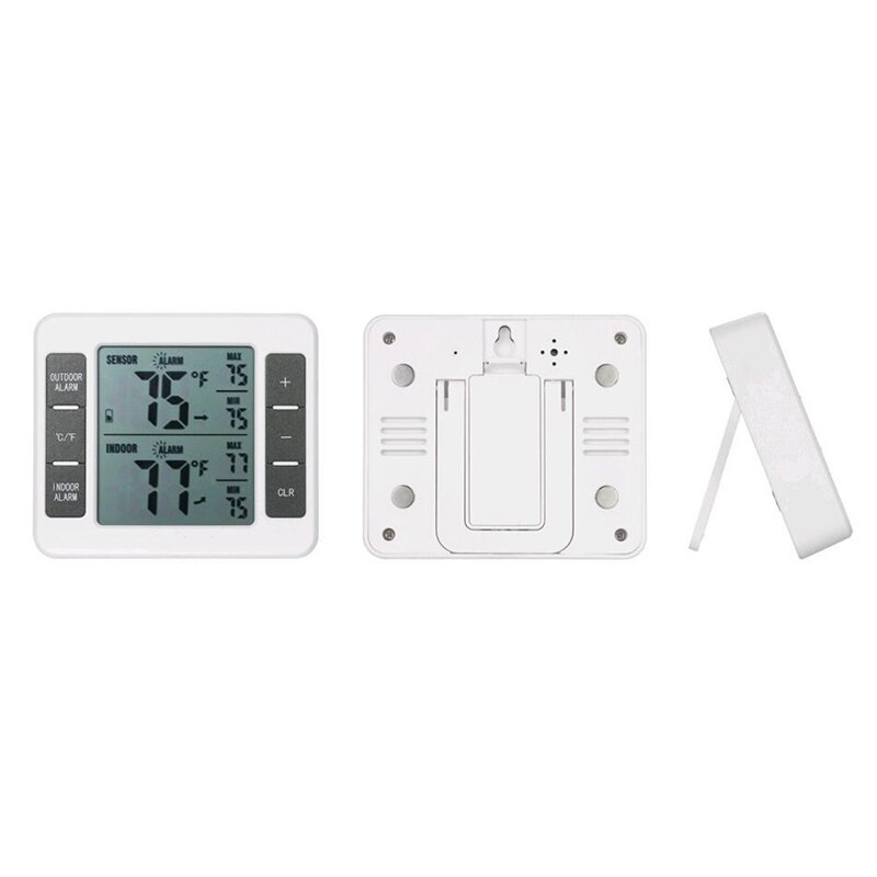 Indoor Digital Thermometer with 1/2 Wireless Remote Sensor for Refrigerator Thermometers with C/F Max Min Value Display