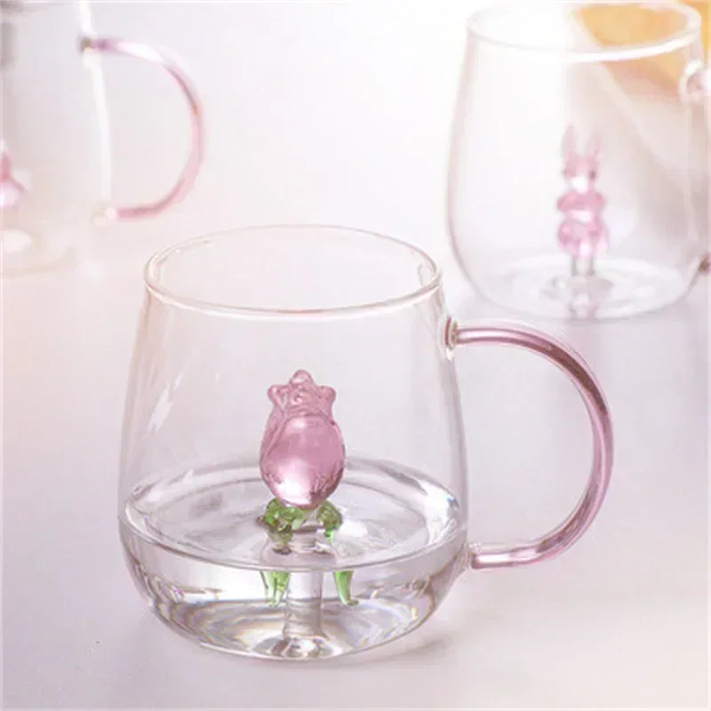 Verre en forme d'animal de dessin animé, mignon, verre à haute teneur en Borosilicate, tasse monocouche, salon avec invités, jus, boisson froide