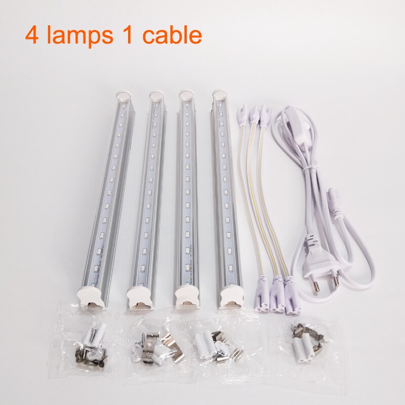 T5 led voksende lys akvarie led lampe højeffektiv og energibesparende kompenserer lys til potteplanter så grøntsager frugter: 4 lamper 1 kabel / Os