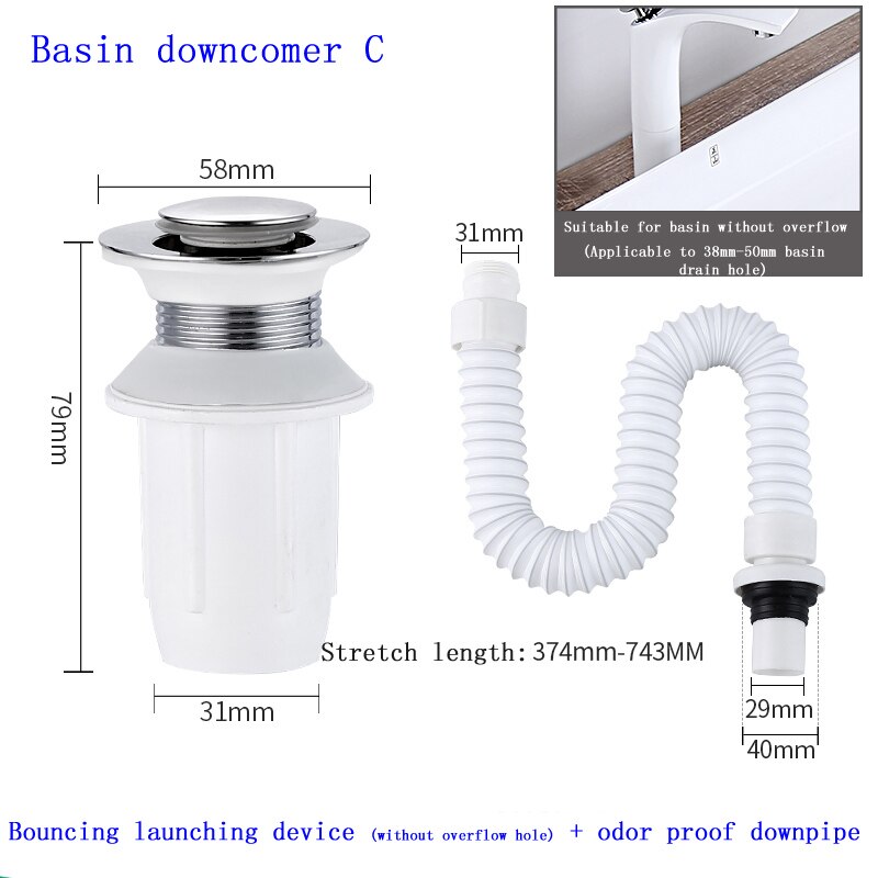 Wash Basin Down Pipe Wash Basin Stainless Steel Deodorization Drainage Hose Downcomer Large Displacement Water Pipe: Basin downcomer C