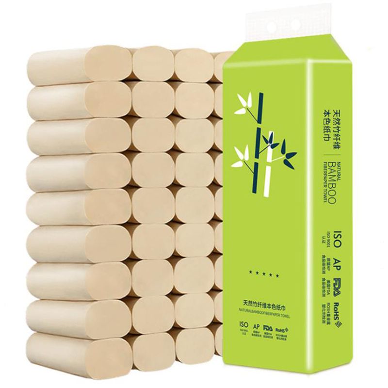 16 Rolls Natural Bamboo Pulp Roll Paper Toilet Paper 4 Layer Thickened Strong