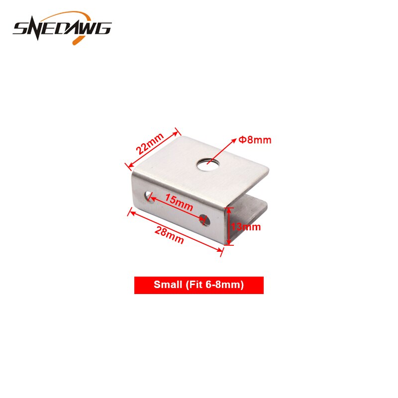 2pcs Stainlelss Steel Glass Clamp Fit 6~12mm Thickness Glass Clip Shelf Support Showcase Display Cabinet Glass Clamp Clip