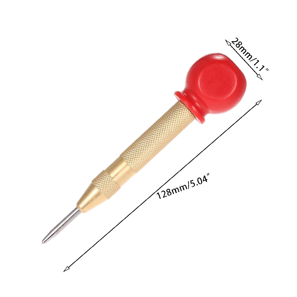Automatic Center Pin Punch Spring Marking Holes Tool Wood Press Dent Marker Woodworking Tools For Kerner Center Punch Drill: Golden with cap