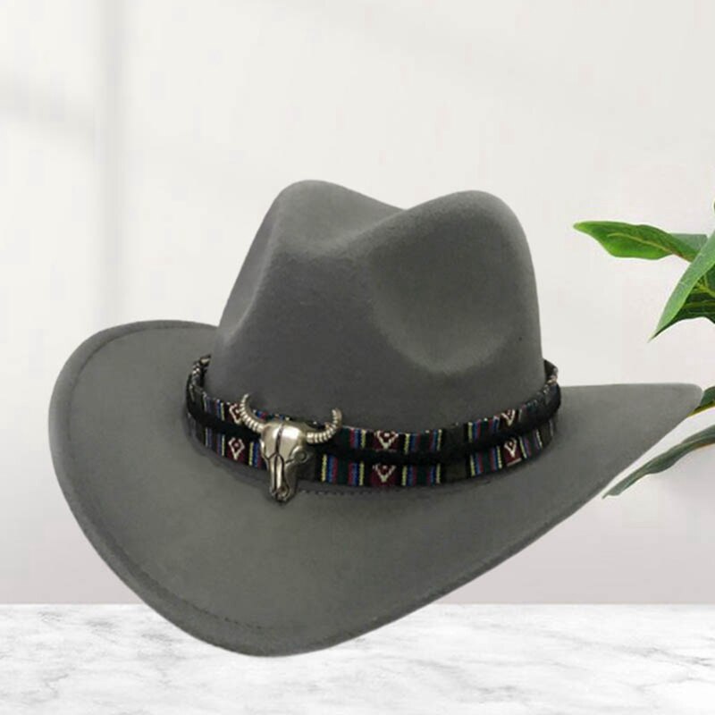 Chapeau de Cowboy de Style ethnique | Chapeau en laine pour femmes, chapeau de Jazz, chapeau de Cowboy de l'ouest, offre spéciale