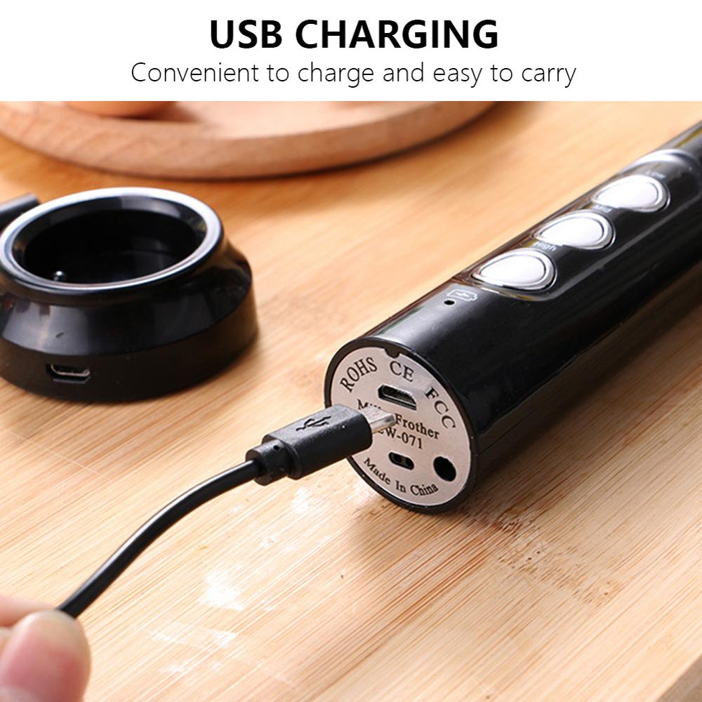 3 Speed Verstelbare Usb Oplaadbare Handheld Blender Melk Koffie Tore Rvs Elektrische Mixer Schuim Maker Keuken Gereedschap