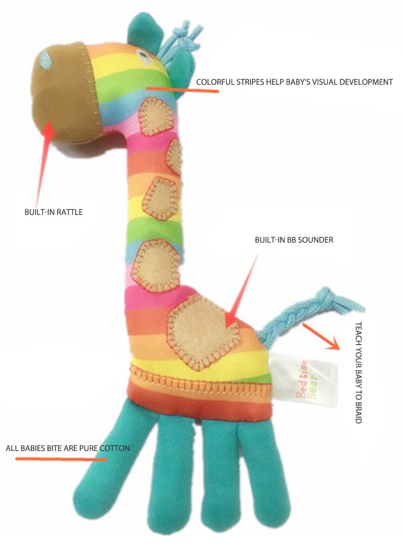 Sonajeros para niños, juguetes para bebés de 0 a 12 meses, Animal jirafa, juguete educativo para recién nacidos de 0, sonajero suave para bebé