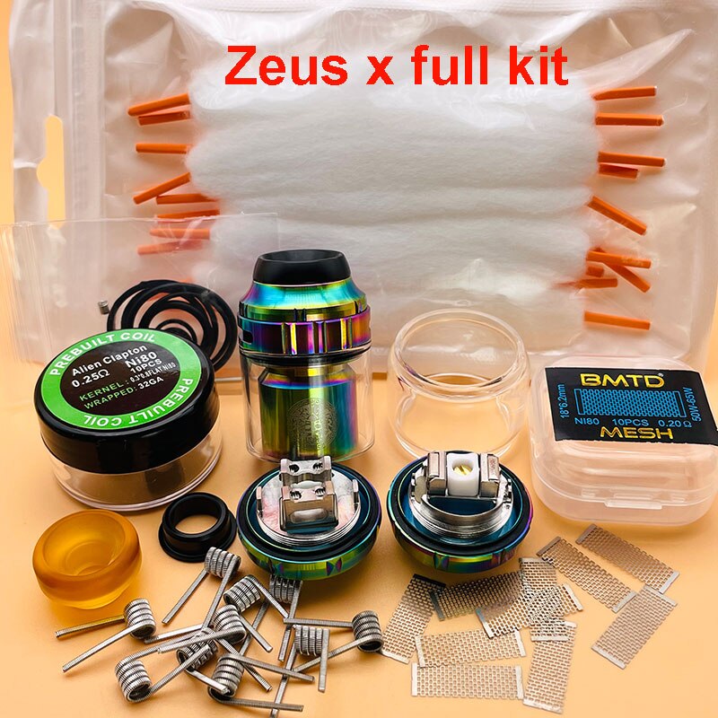 DSXvape zeus x rta zeus x mesh rta atomizer 3.5ml/4.5ml 25mm Ni80 dual coil with mesh deck rebuildable tank vape vaporizer: Rainbow Full kit