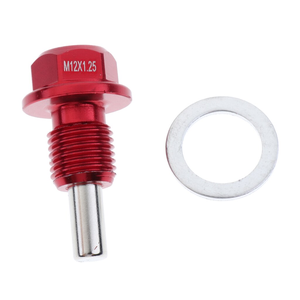 Universal Car M12x1.5 Engine Oil Pan Drain Plug Bolt with Crush Washer Red