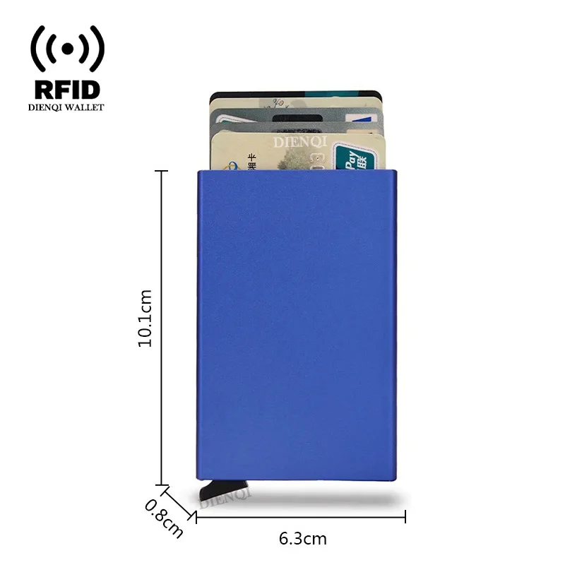 Rfid-Kreditkartenetui, Metall, dünn, schlank, intelligente Geldbörse, Herren- und Damen-Geldbörsen, Pop-Up, minimalistische kleine schwarze Geldbörse, Mini-Geldbörsen für Herren