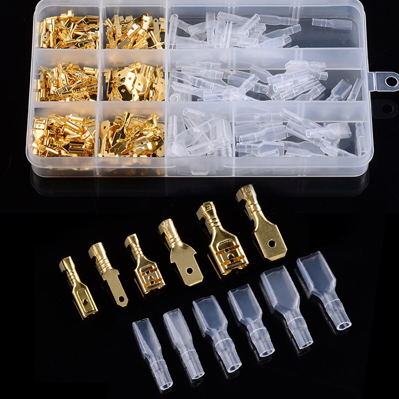 270pcs 2.8-6.3mm Car Auto Terminal Electrical Wire Crimp Connectors Male Female Spade Sheath Assortment Kit Tool Parts