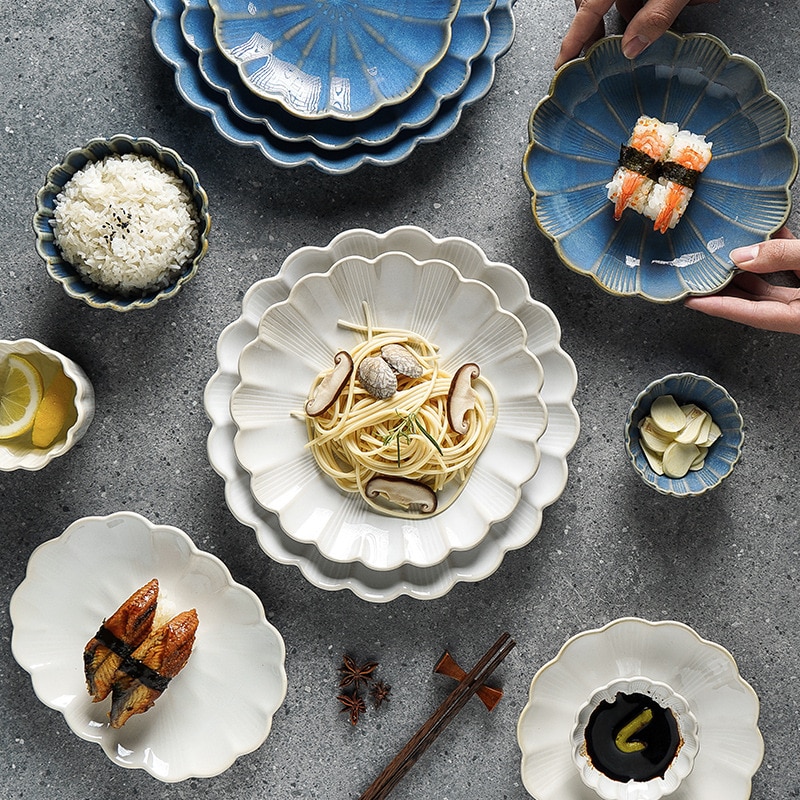 1 Pc Japanse Servies Keramische Wit Blauw Diner Plaat Serveren Gerechten Rijst Ramekin Saus Kom Magnetron Veilig