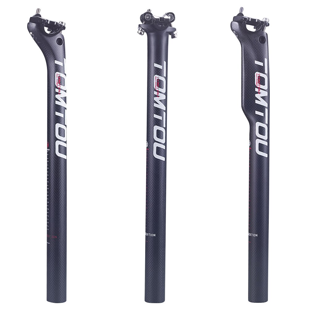 Tomtou carbonvezel fietszadelpen fietsonderdelen 3k mat wit offset 0mm 5mm 20mm diameter 27.2mm 30.8mm 31.6mm