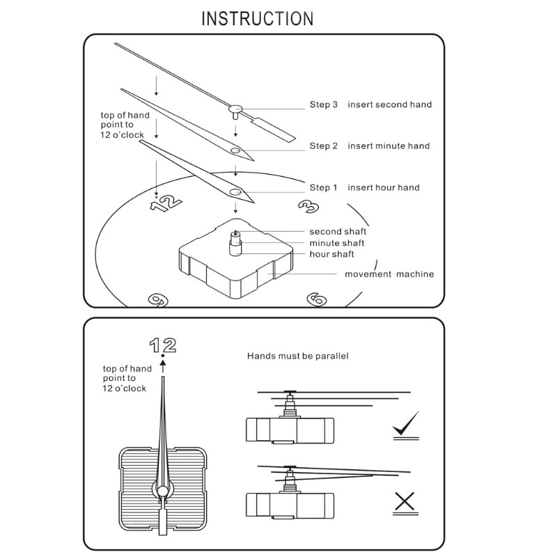 Silent Quartz Clock Movement, Long and Short Shaft Clock Mechanism 4XFA