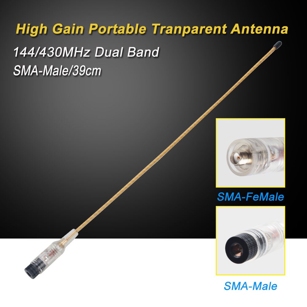 Dual Band 144/430Mhz 3.2dB 2.15dB 39Cm High Gain Draagbare Koper Flexibele Zweep Antenne Vhf Uhf Transparant wit