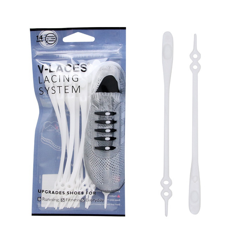 14 stuks/set Stretch Siliconen Veters Sport Kant Kinderen \'s Volwassen Veters Luie Kraag Kant: WHITE