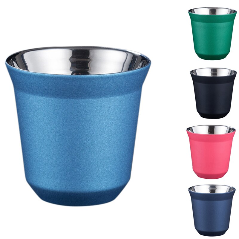 ! 80ml dubbelväggs isolering för espressokoppar i rostfritt stål för nespresso pixie kaffekoppar kapselformade kaffemuggar