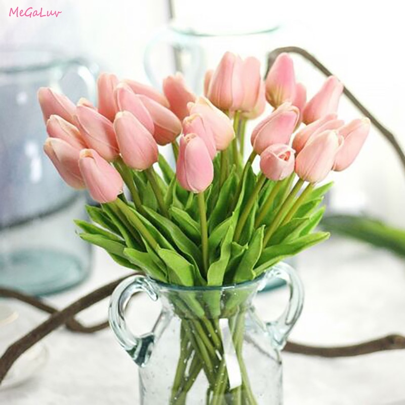 Uds. Flor Artificial de tulipán, flor falsa de tacto Real, ramo para la boda, decoración para el hogar y el jardín