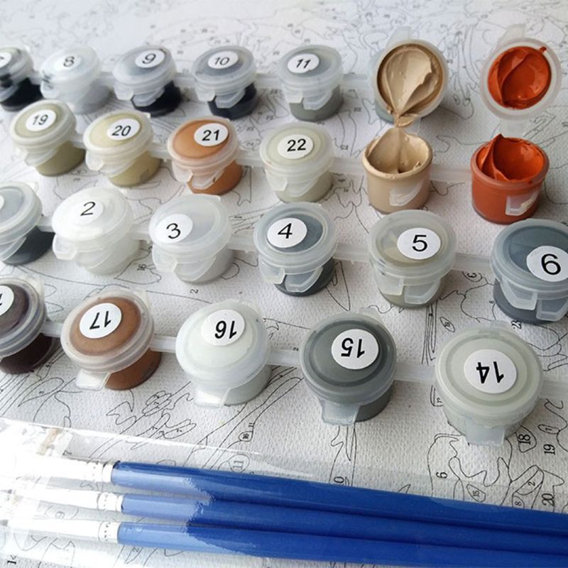 Paint For Adults and Kids DIY Oil Painting Kits Pre-Printed Canvas Color Dog 2XPF