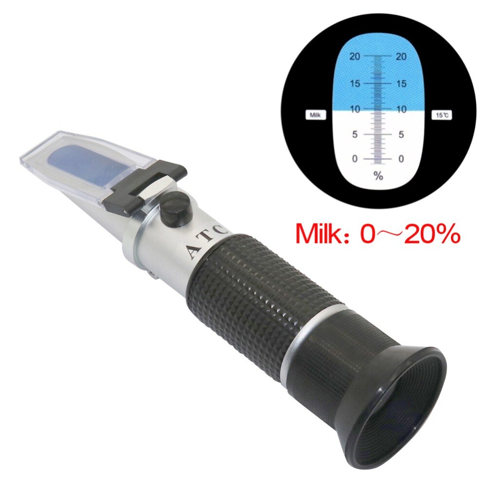 1 Pcs Portable Automatic Temperature Compensation Refractometer 0~20% Moisture Detection In Milk Protein Tester