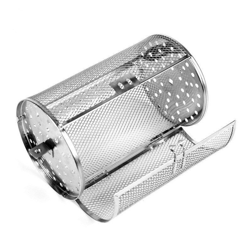 Rustfritt stål ovn steke kurv baking roterende nøtter bønner peanøtt bur bbq grill bakeware