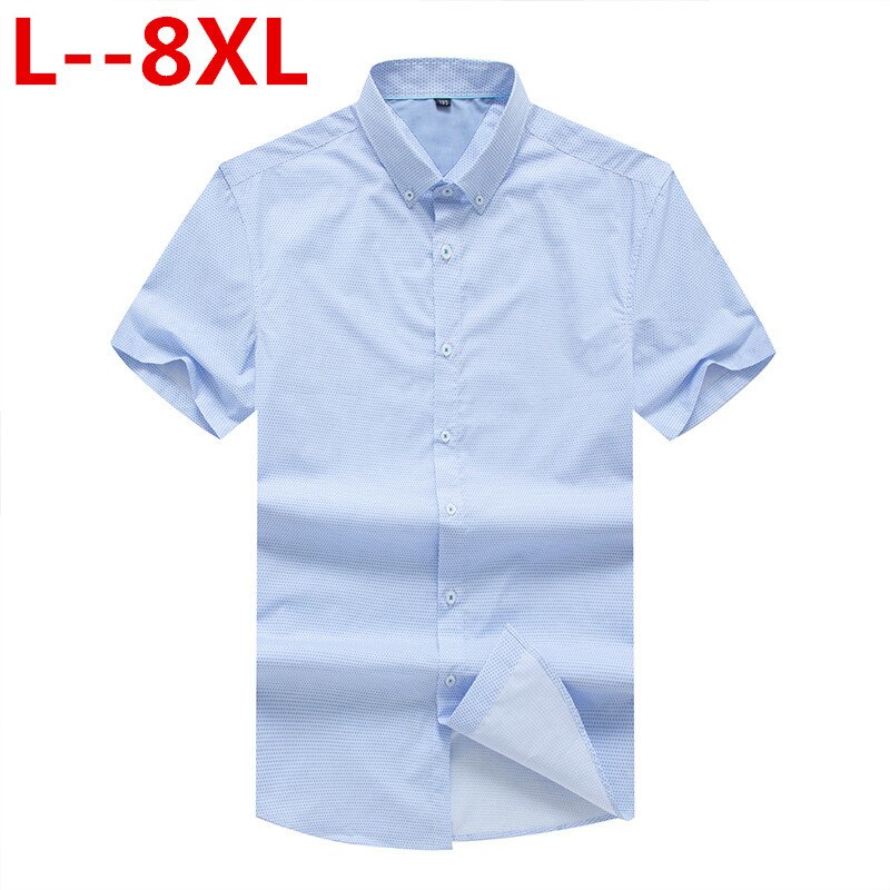 8xl 6xl 4xl kortærmet skjorte herretøj sommer herreskjorter casual slim fit plaid camisa masculina bomuld chemise homme: Xxxl