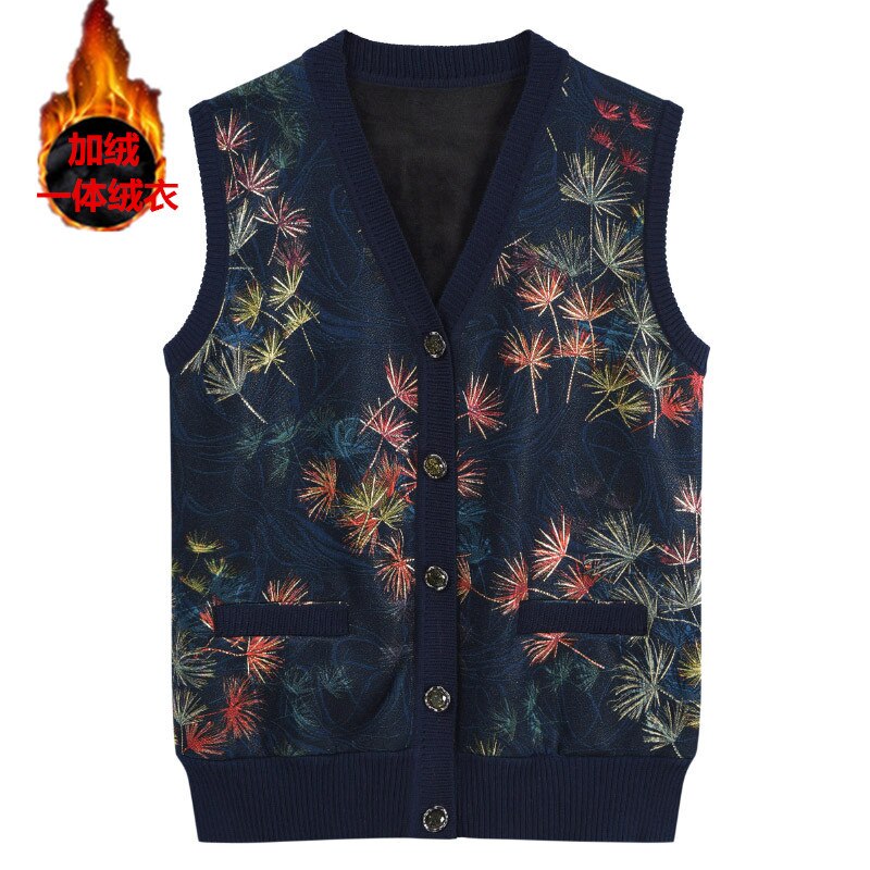 Gebreide trui vest middelbare leeftijd en oudere vrouwen #39 ;s vest herfst winter enkelrijs mouwloos truien jas  k819