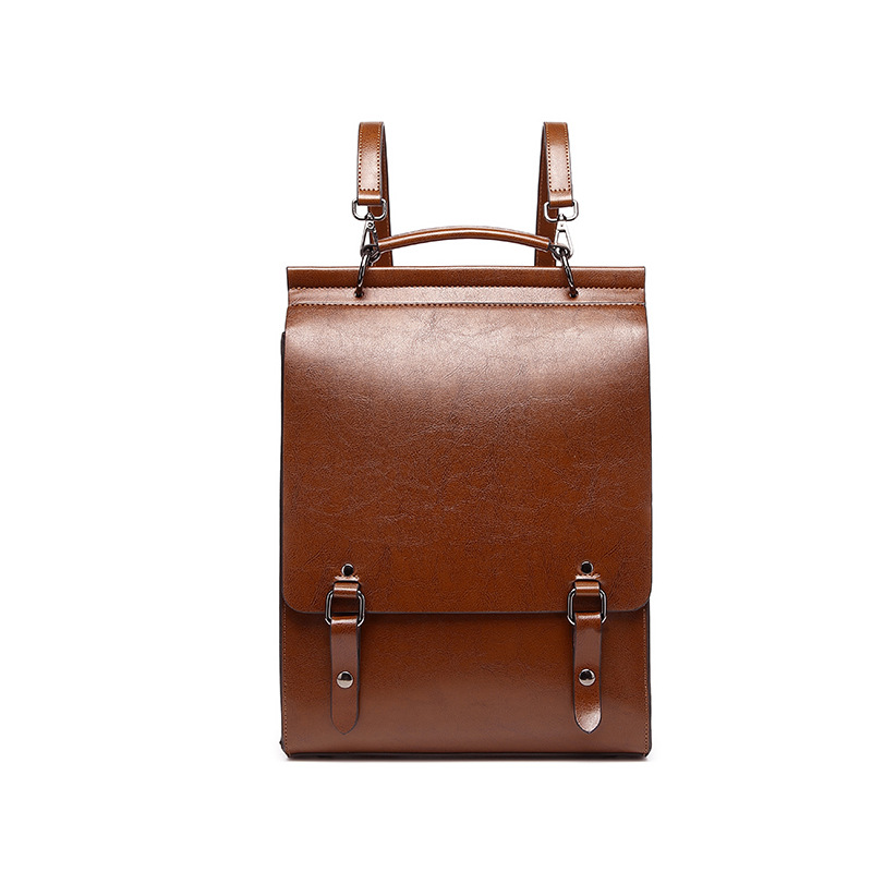 Rindsleder Rucksack Frauen Jahrgang Echtes Leder Schule Tasche England Hochschule Stil Luxus Schulter Tasche Damen Handtaschen: Schokolade