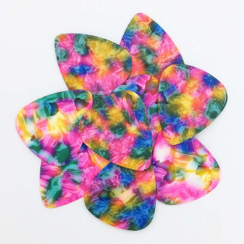 50 stuks 0.96mm Celluloid Plectrum Mediator voor Akoestische Elektrische-10 Kleuren Custom: 50pcs Chromatic