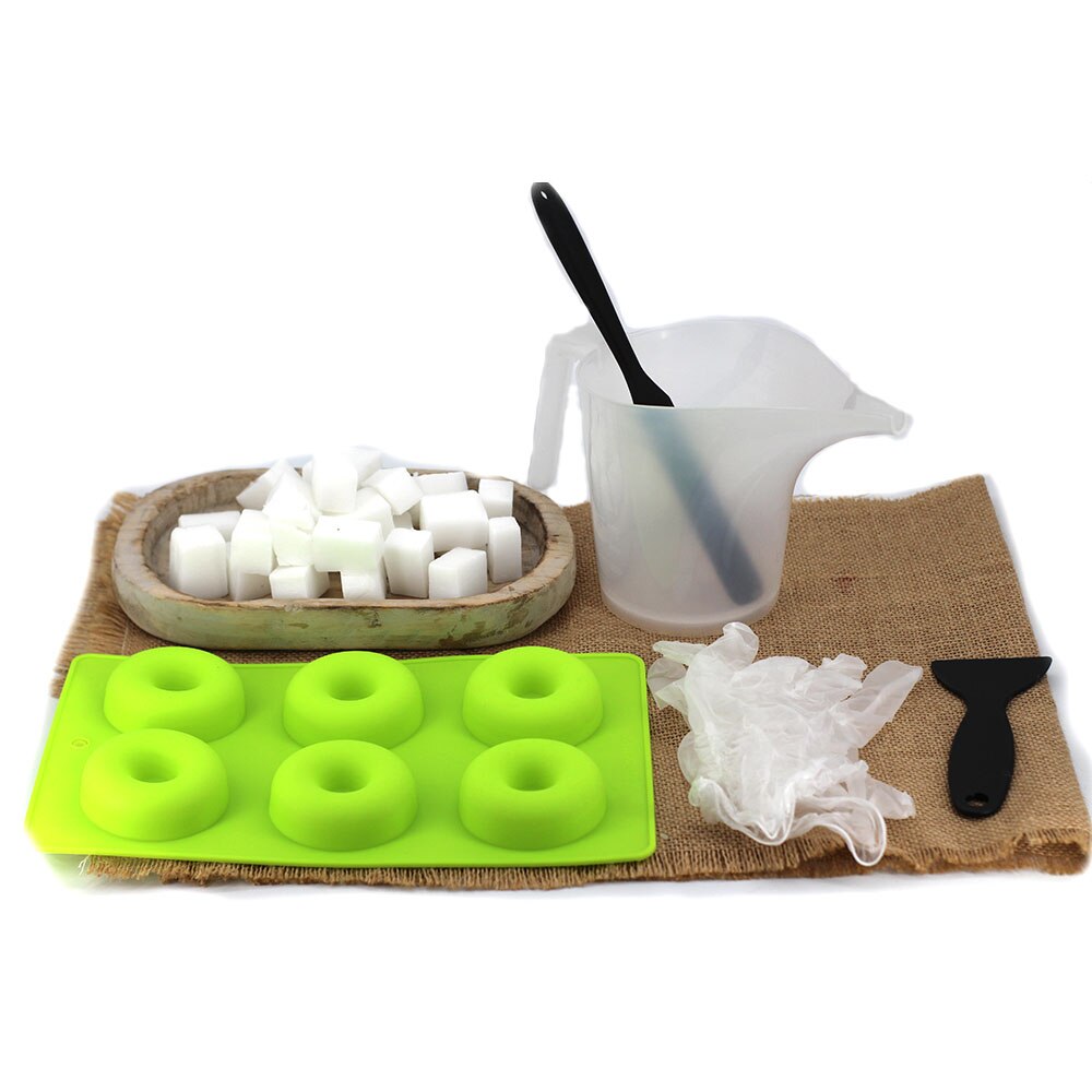 Soap Kits DIY Set Doughnut Silicone Mold With Soap Base Raw Scraper Stirrer For Handmade Soap Making Supplies