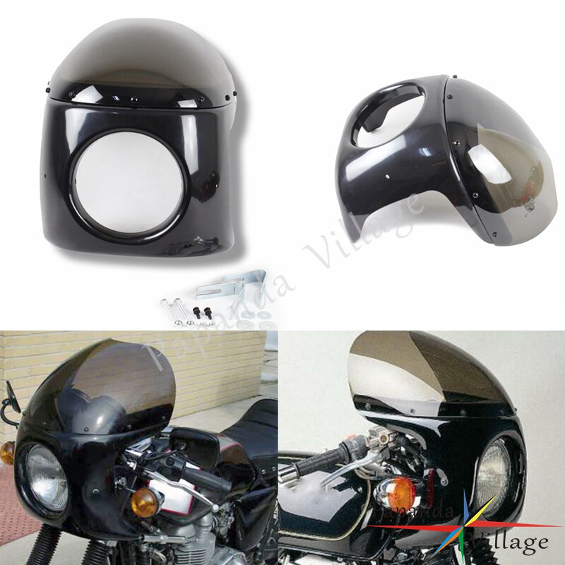Cafe racer sort og klar 7 "forlygte kåbe til kawaki  en 450 500 vn 700 750 vulcan kz suzuki  gn 125 250 400 gr gs gt gz ls