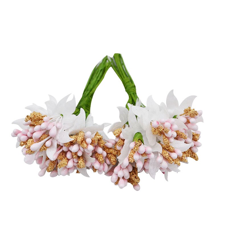24 stk mini støvbærere bær guld sølv plastknop kunstig blomsterbuket scrapbooking håndværk bryllup dekoration fest forsyninger