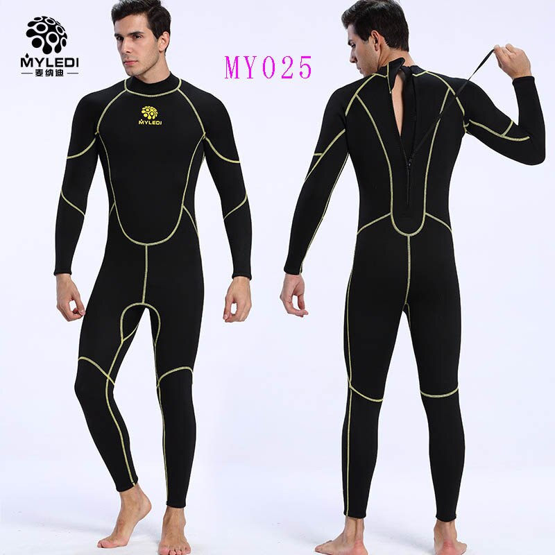 Men Diving Suit 3mm Neoprene Full Body Wetsuit Swimming Surfing Diving Snorkeling Suit Back Zip Jumpsuit Diving Suit: MY025 / L