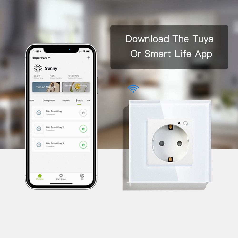 Smart Wall Socket EU Wifi Plug Power Socket Wireless Remote Control Electrical Plug Outlet Timing Function Work With Tuya Alexa