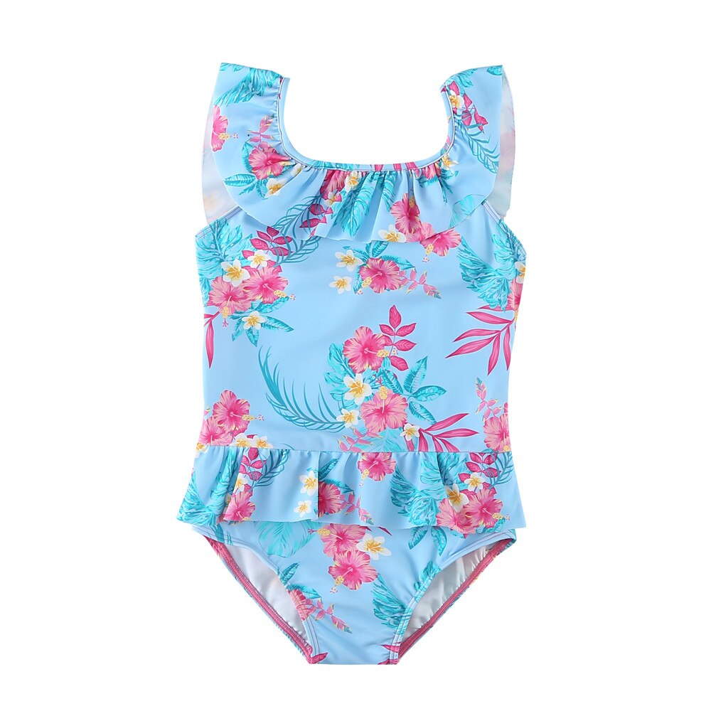 Wishere Een Stuk Baby Meisjes Zomer Badmode Gedrukt Mouwloze Bikini Beachwear Kid 'S Zwemmen Outfit B3S034-FLORAL