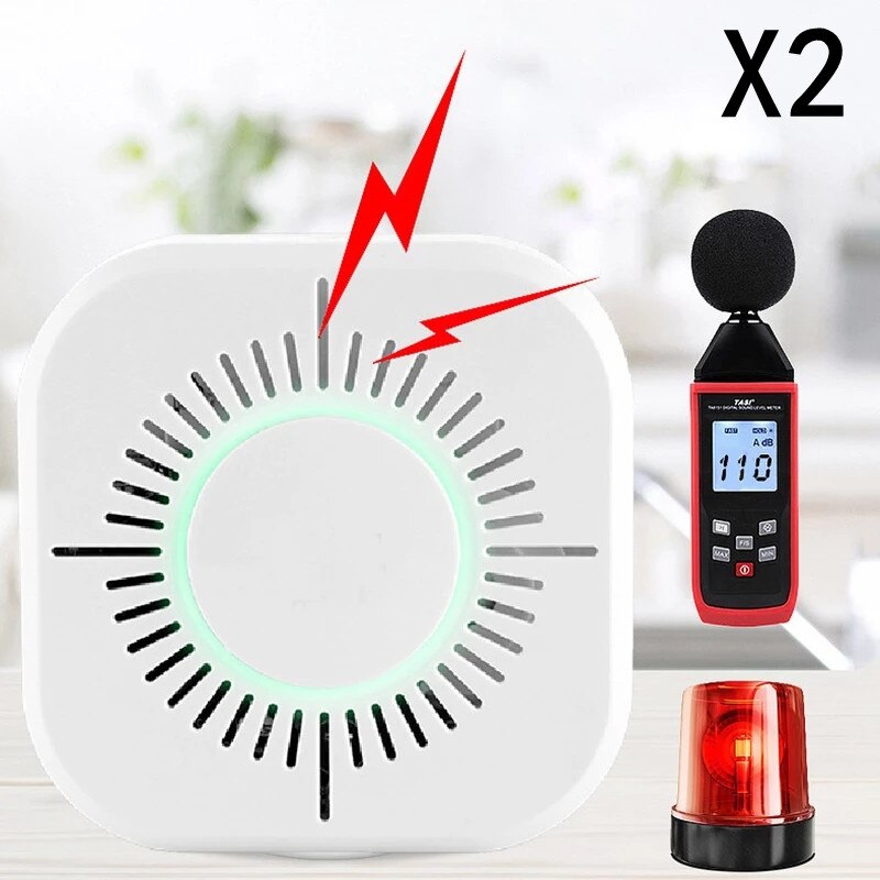 2 Stks/partij Alarm Levert 433Mhz Rookmelder Draadloze Rook Brand Alarm Sensor Beveiliging Alarm Voor Thuis Werk Met