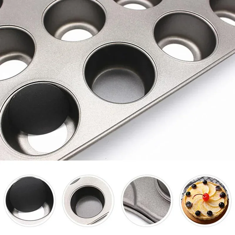 12 Cups Rvs Cakevorm Verwijderbare Muffin Cupcake Bakken Pan Cupcake Bakvorm Gebak Tray Bakvormen Bakken Tools