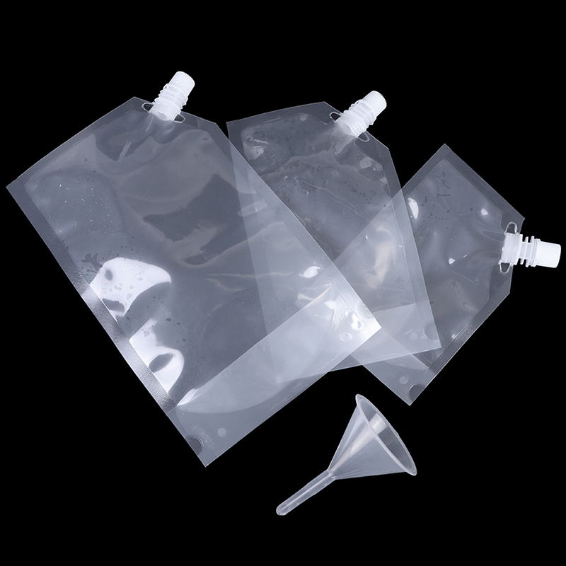 Plastic Spout Pouch Juice Stand-up Wine Liquid Beverage Flask BPA Free Storage Water Bags Funnel Camp Hiking Cooking Supplies