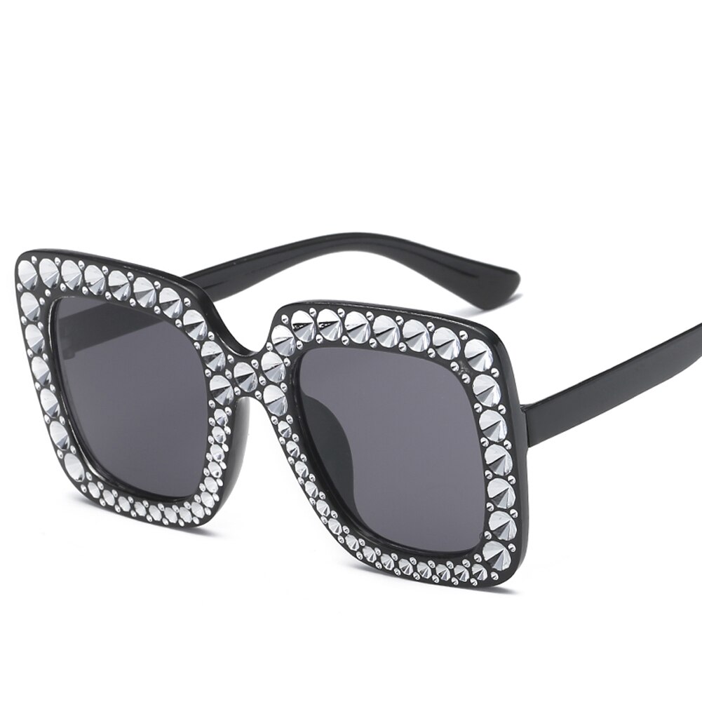 Firkantede vandre solbriller kvinder italien mærke diamant solbriller damer vintage overdimensionerede kvindelige beskyttelsesbriller  uv400: 12-jh15982-c1