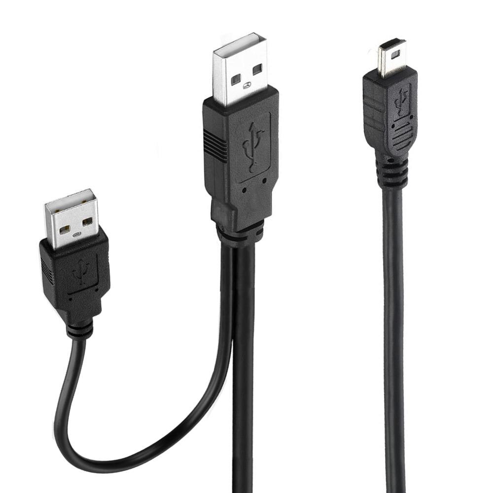 Bochara 2 in 1 USB 2,0 Typ A Stecker auf Mini 5P Männlich Daten Kabel + USB Männlichen zu männlichen Energie Kabel Y Splitter Für HDD MP3 MP4 Kamera
